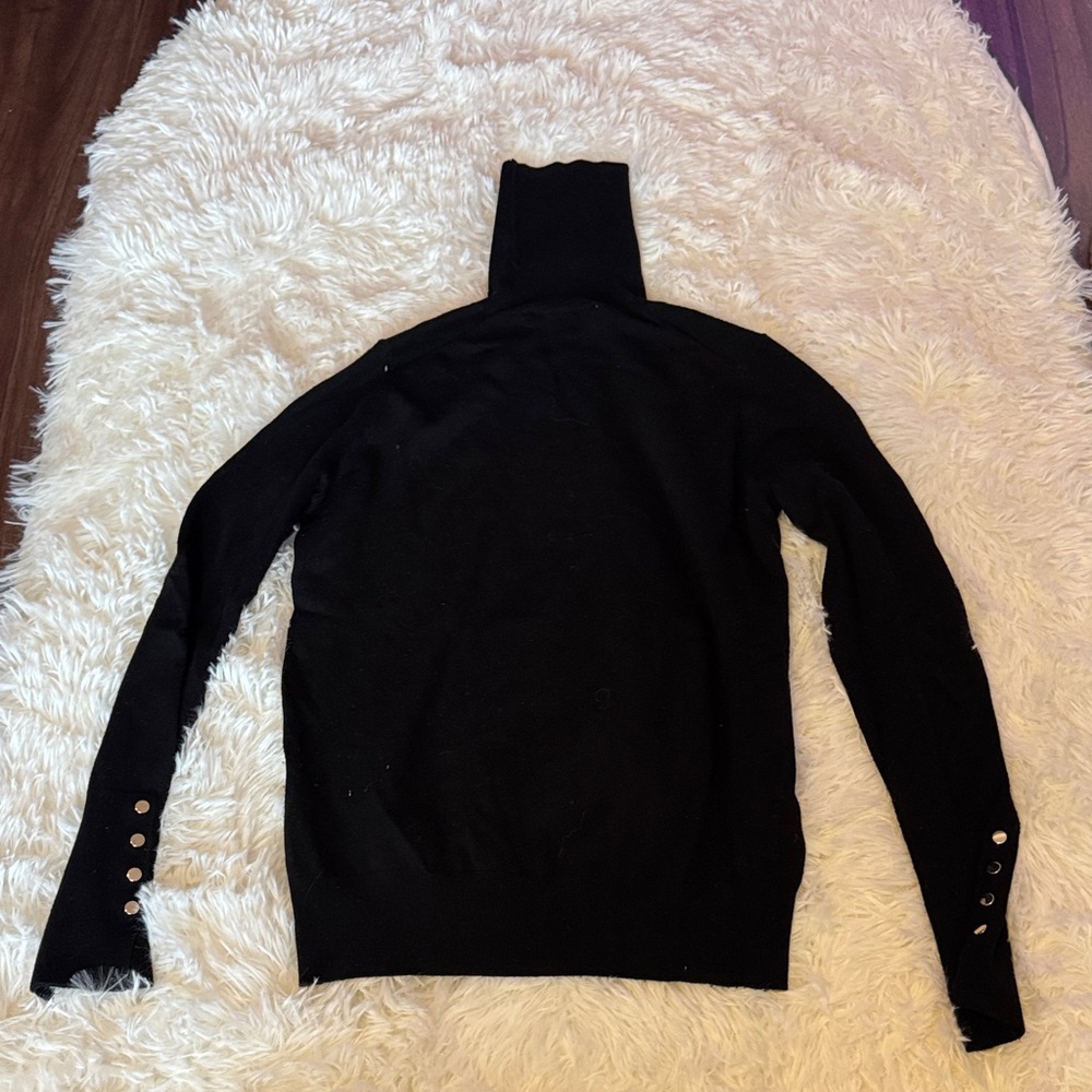 Zara Black Turtleneck Sweater with Button Detail
